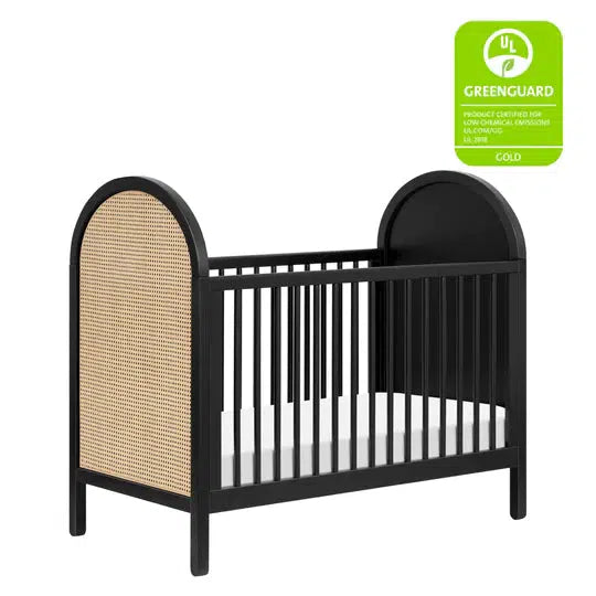 Babyletto - Bondi Cane - 3-in-1 Convertible Crib - Black with Natural Cane-Cribs-Store Pickup in 2-5 Weeks-Posh Baby