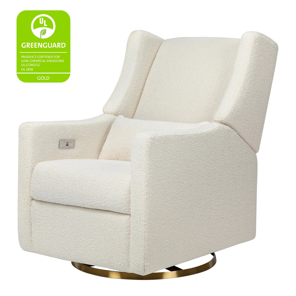 Babyletto - Kiwi Electronic Glider + Recliner - Luxe Ivory Boucle with Gold Base-Chairs-Store Pickup in 2-5 Weeks-Posh Baby