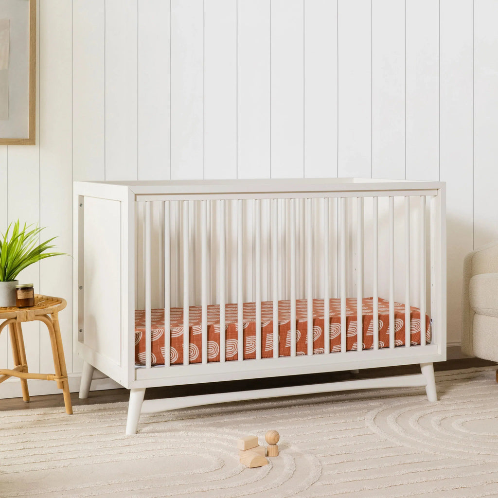Babyletto - Peggy Mid-Century 3-in-1 Crib - Warm White-Cribs-Store Pickup in 2-5 Weeks-Posh Baby