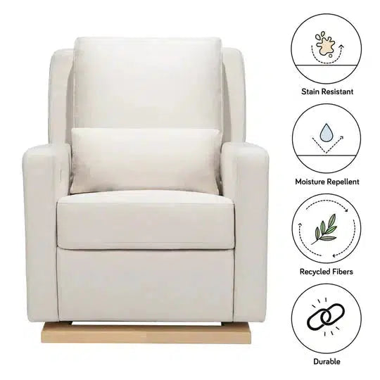 Babyletto - Sigi Electronic Glider + Recliner - Cream Eco-Weave Performance Fabric-Chairs-Store Pickup - IN STOCK NOW-Posh Baby