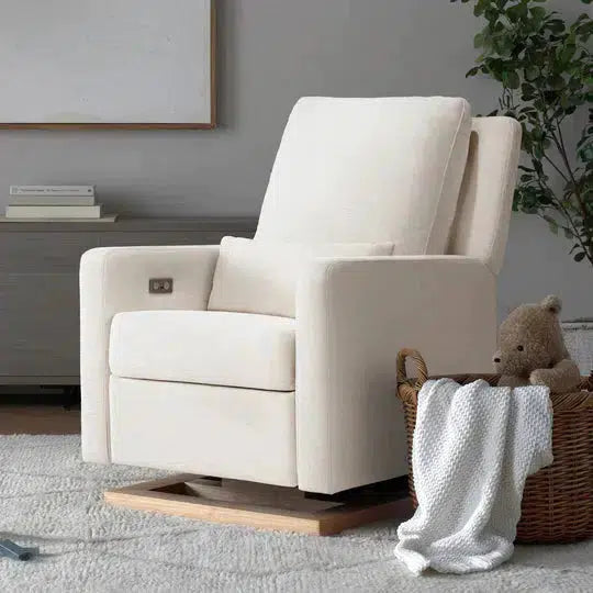 Babyletto - Sigi Electronic Glider + Recliner - Cream Eco-Weave Performance Fabric-Chairs-Store Pickup - IN STOCK NOW-Posh Baby