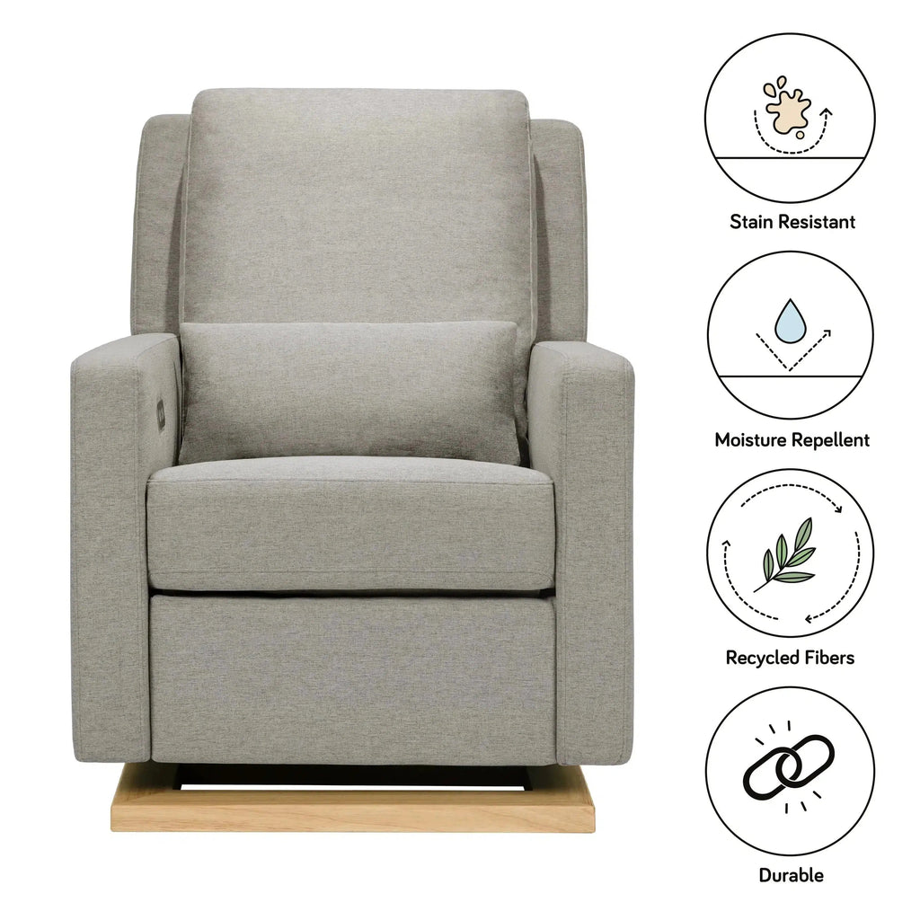 Babyletto - Sigi Electronic Glider + Recliner - Grey Eco-Weave Performance Fabric-Chairs-Store Pickup (ETA LATE MAY)-Posh Baby