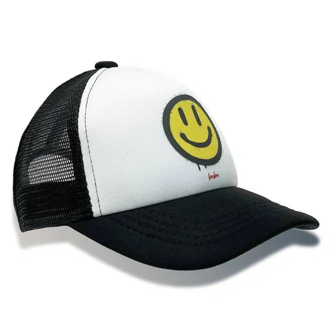 Bubu - Black + White Trucker Hat - All Smiles-Hats-3-18M-Posh Baby