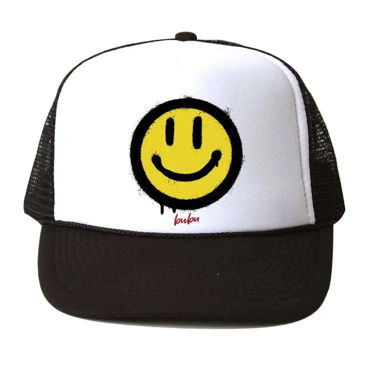 Bubu - Black + White Trucker Hat - All Smiles-Hats-3-18M-Posh Baby