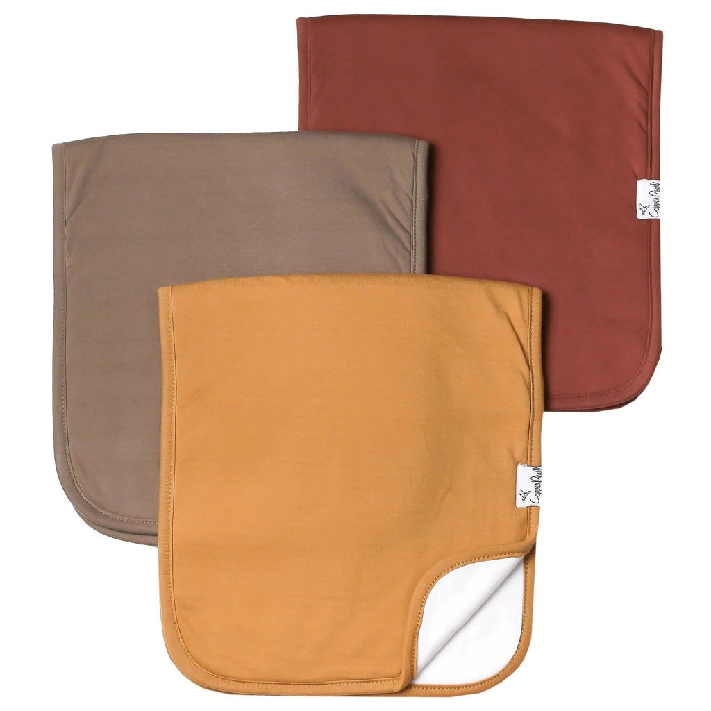 Copper Pearl - Premium Burp Cloth 3 Pack Set - Dune-Bibs + Burps-Posh Baby