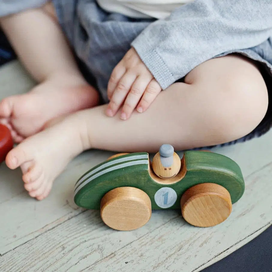 Friendly Toys - Handcrafted Race Car-Interactive-Green-Posh Baby