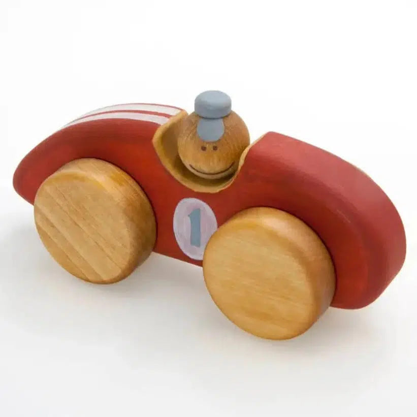 Friendly Toys - Handcrafted Race Car-Interactive-Red-Posh Baby