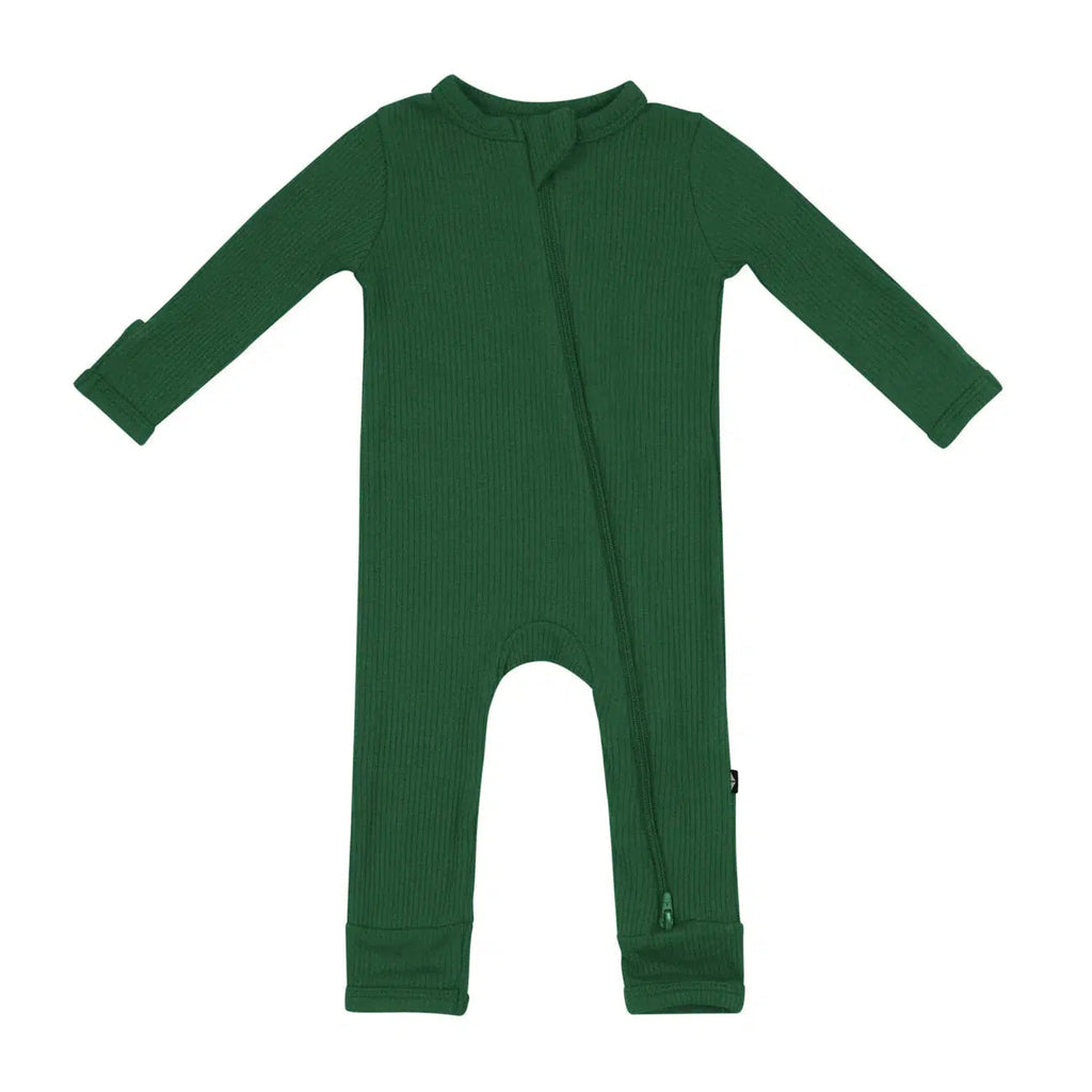 Kyte Baby - Ribbed Zipper Romper - Forest-Footies + Rompers (Basic)-0-3M-Posh Baby