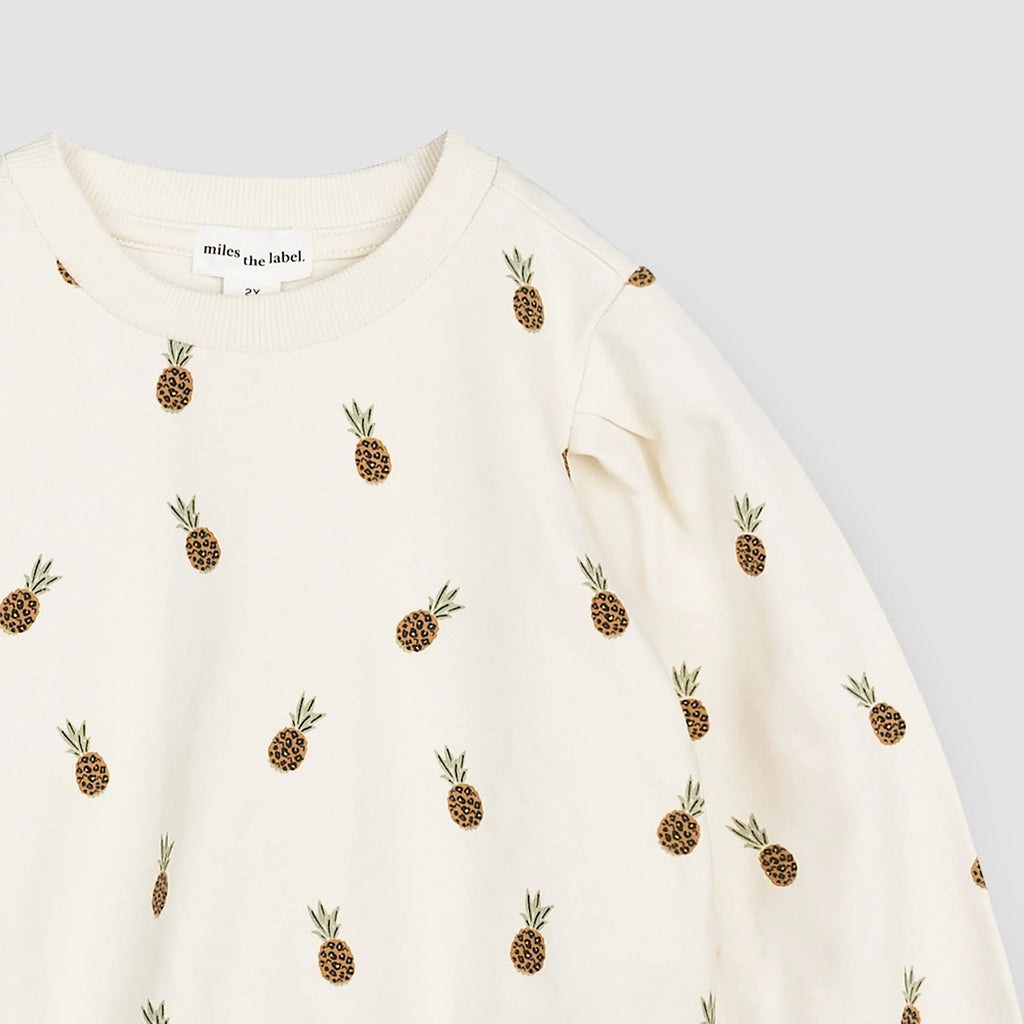 Miles - Organic Ruffle Sleeve Sweatshirt - Wild Pineapple-Sweaters + Cardigans + Jackets-9-12M-Posh Baby