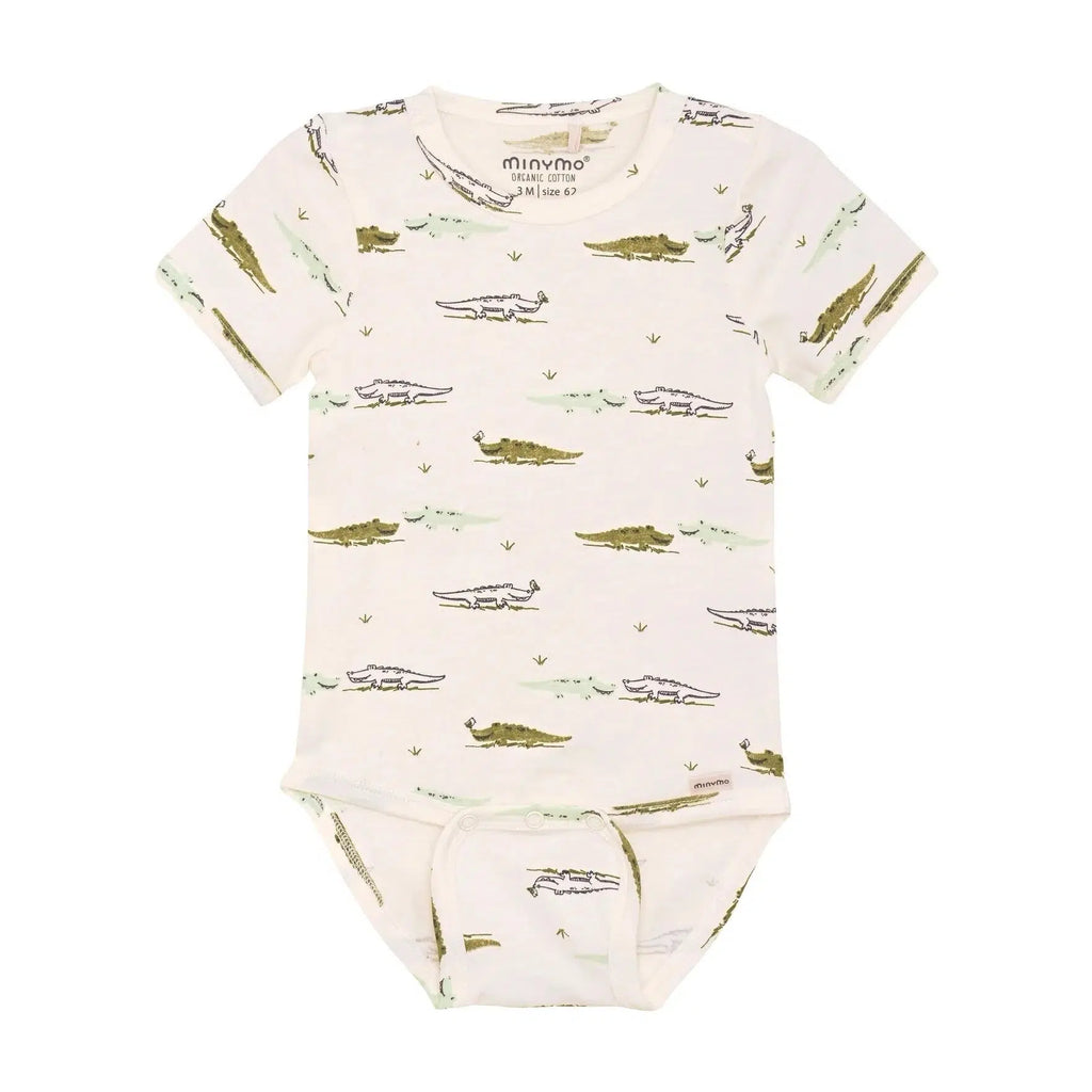 Minymo - Organic Short Sleeve Bodysuit - Alligators-Onesies-0-3M-Posh Baby