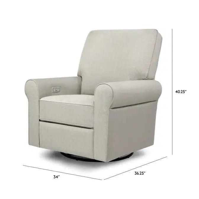 Monogram by Namesake - Monroe Pillowback Power Recliner - Grey Eco-Twill Performance Fabric-Chairs-Store Pickup - ETA 5-7 Days-Posh Baby