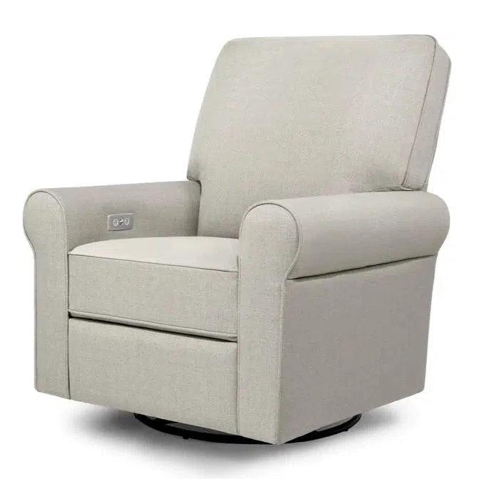 Monogram by Namesake - Monroe Pillowback Power Recliner - Grey Eco-Twill Performance Fabric-Chairs-Store Pickup - ETA 5-7 Days-Posh Baby