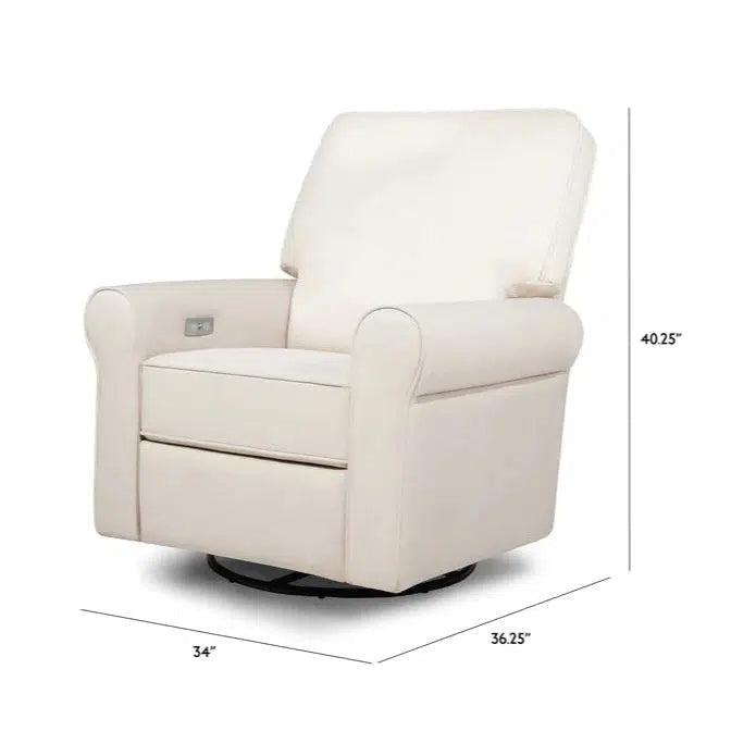 Monogram by Namesake - Monroe Pillowback Power Recliner - Natural Eco-Twill Performance Fabric-Chairs-Store Pickup ETA 5-7 Days-Posh Baby
