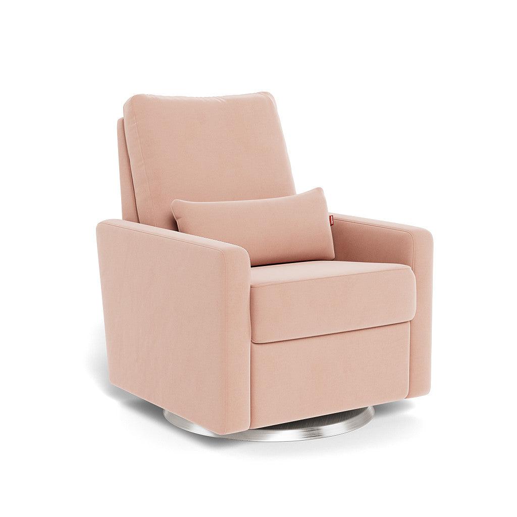 Monte Design - Matera Glider Recliner - Brushed Steel Swivel Base-Chairs-Blush Velvet-Posh Baby