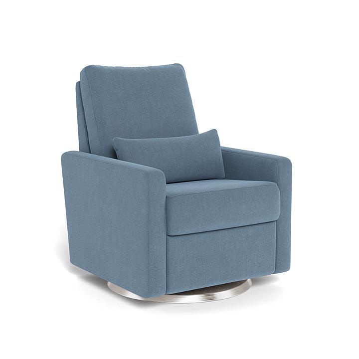 Monte Design - Matera Glider Recliner - Brushed Steel Swivel Base-Chairs-Denim Blue-Posh Baby
