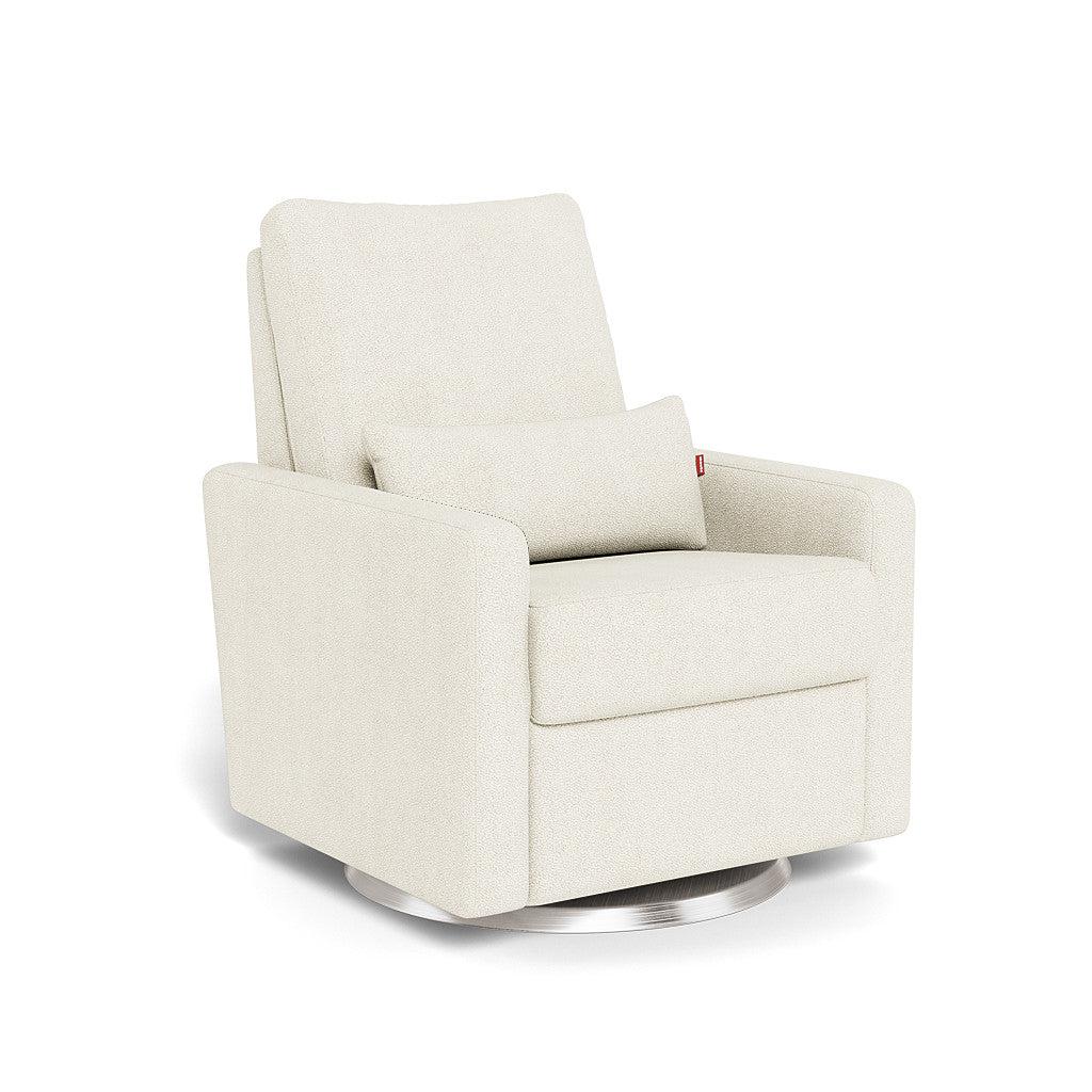 Monte Design - Matera Glider Recliner - Brushed Steel Swivel Base-Chairs-Ivory Boucle-Posh Baby