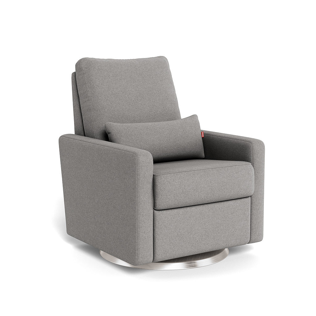 Monte Design - Matera Glider Recliner - Brushed Steel Swivel Base-Chairs-Light Grey Wool-Posh Baby