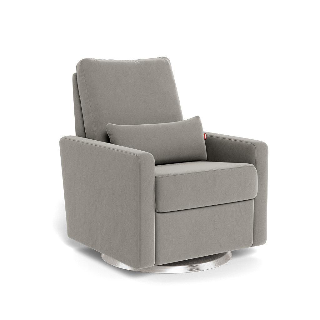 Monte Design - Matera Glider Recliner - Brushed Steel Swivel Base-Chairs-Mineral Grey Velvet-Posh Baby