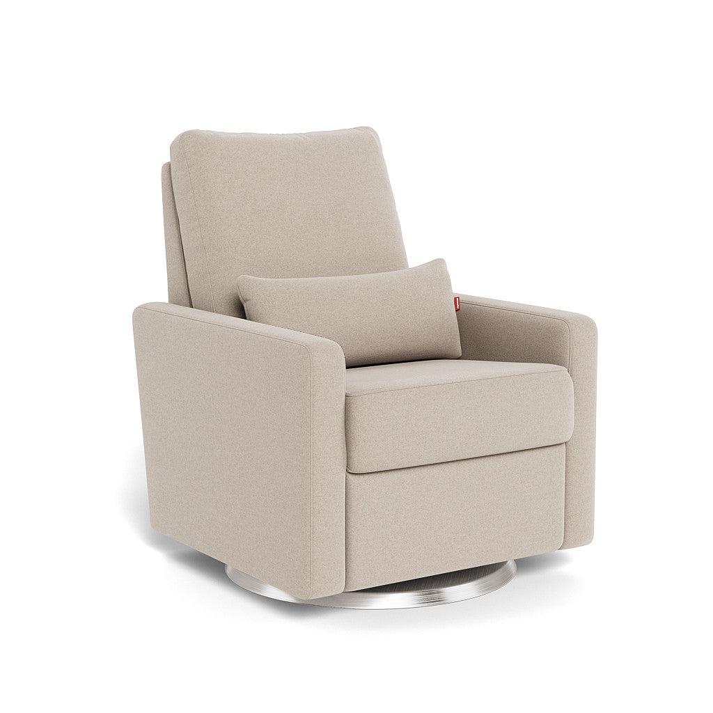 Monte Design - Matera Glider Recliner - Brushed Steel Swivel Base-Chairs-Oatmeal Wool-Posh Baby