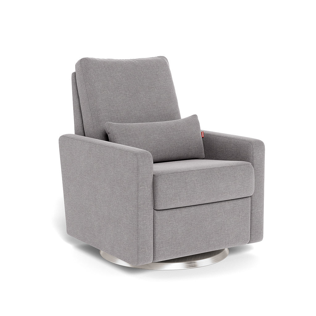 Monte Design - Matera Glider Recliner - Brushed Steel Swivel Base-Chairs-Pebble Grey-Posh Baby