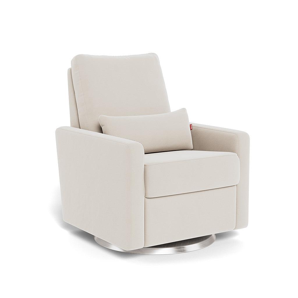 Monte Design - Matera Glider Recliner - Brushed Steel Swivel Base-Chairs-Stone Velvet-Posh Baby