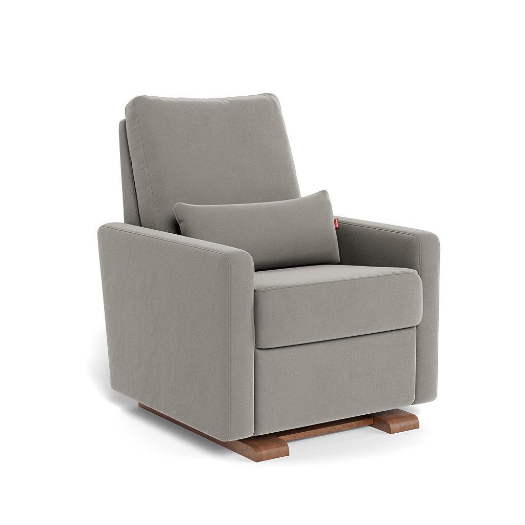 Monte Design - Matera Glider Recliner - Walnut Base-Chairs-Mineral Grey Velvet-Posh Baby