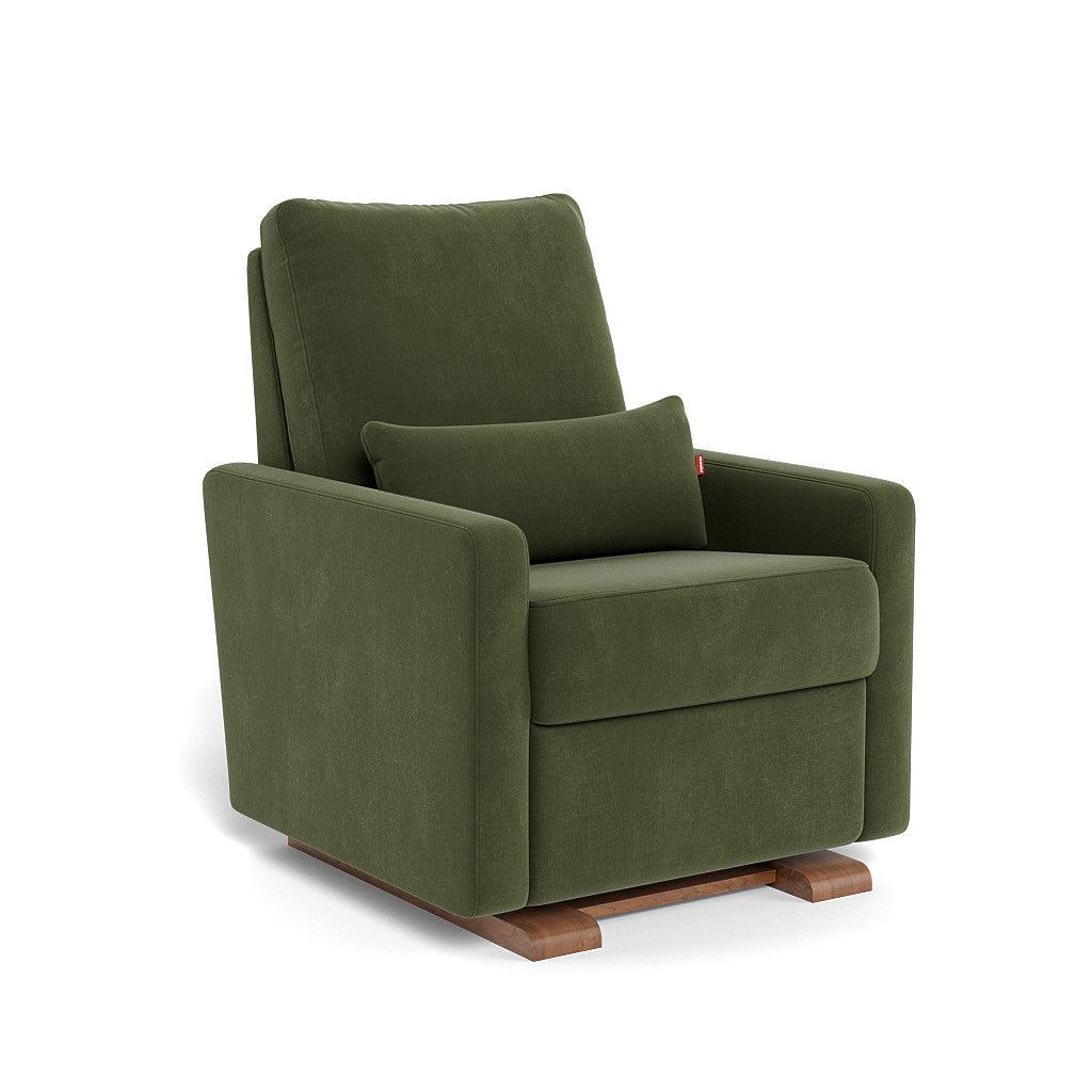 Monte Design - Matera Glider Recliner - Walnut Base-Chairs-Moss Green Velvet-Posh Baby