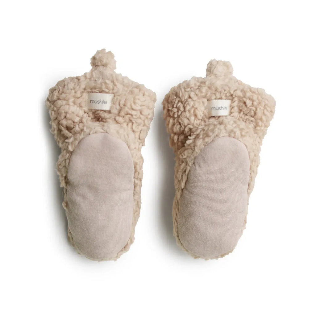Mushie - Cozy Baby Booties - Oatmeal-Shoes + Booties-0-3M-Posh Baby