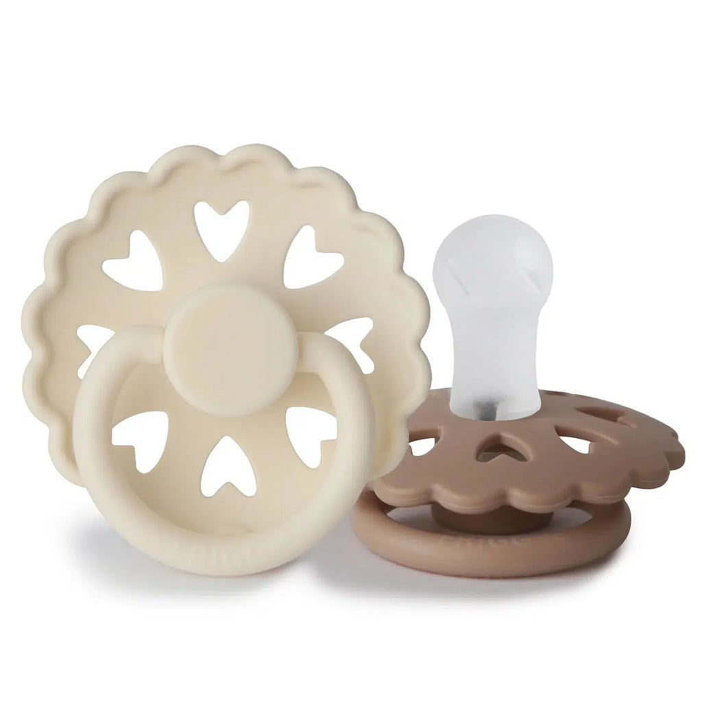 Mushie - FRIGG Anderson Silicone Pacifier 2-Pack - Cream + Satin-Pacifiers + Clips-0-6 Months-Posh Baby