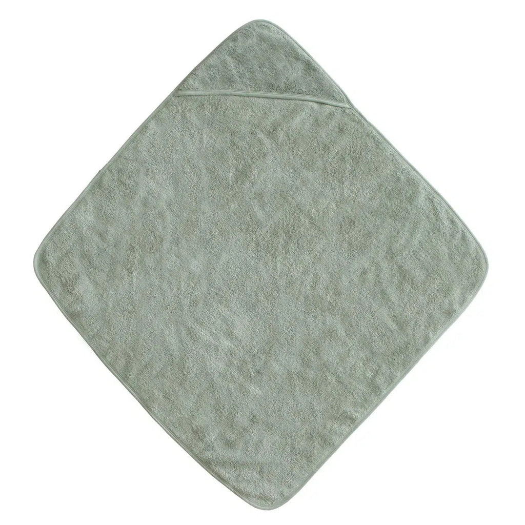 Mushie - Organic Cotton Baby Hooded Towel - Moss-Towels + Washcloths-Posh Baby