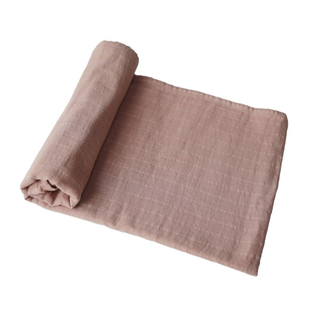 Mushie - Organic Cotton Muslin Swaddle Blanket - Natural-Swaddle Blankets-Posh Baby