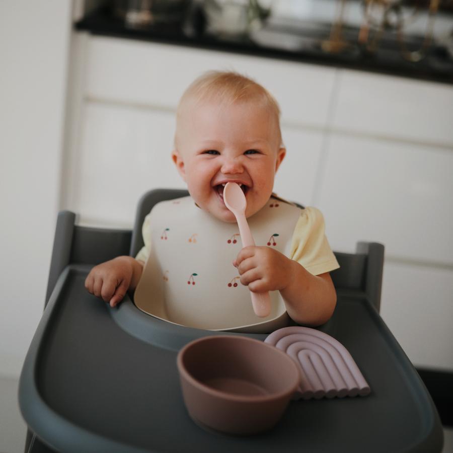 Mushie - Silicone Feeding Spoons - 2 Pack-Plates + Bowls + Cups + Utensils-Blush/Sand-Posh Baby