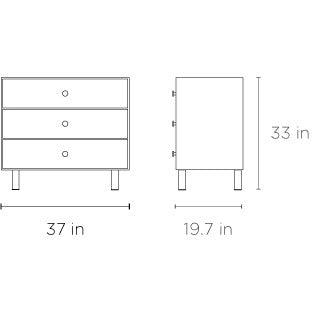 Oeuf - Merlin 3 Drawer Dresser with Classic Base - White + Walnut-Dressers + Changing Tables-Posh Baby