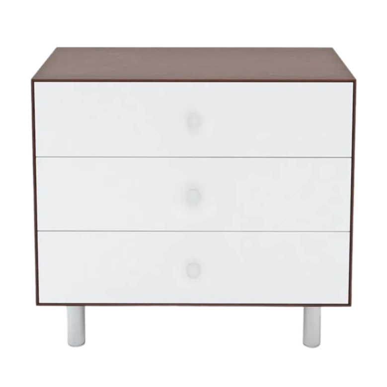 Oeuf - Merlin 3 Drawer Dresser with Classic Base - White + Walnut-Dressers + Changing Tables-Posh Baby