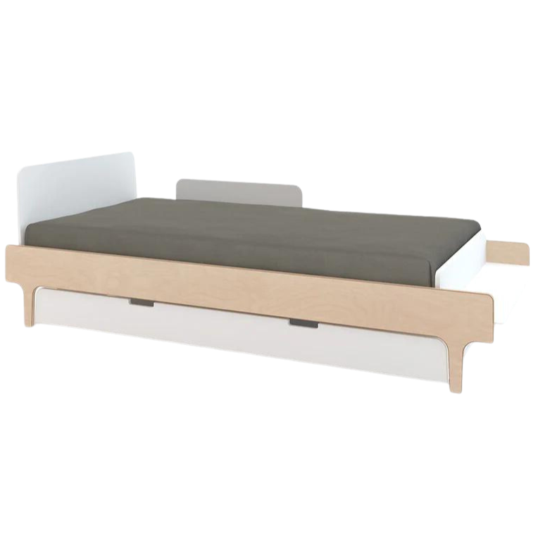 Oeuf - River Twin Bed with Optional Trundle - White + Birch-Big Kid Beds-No Rail Needed-Posh Baby