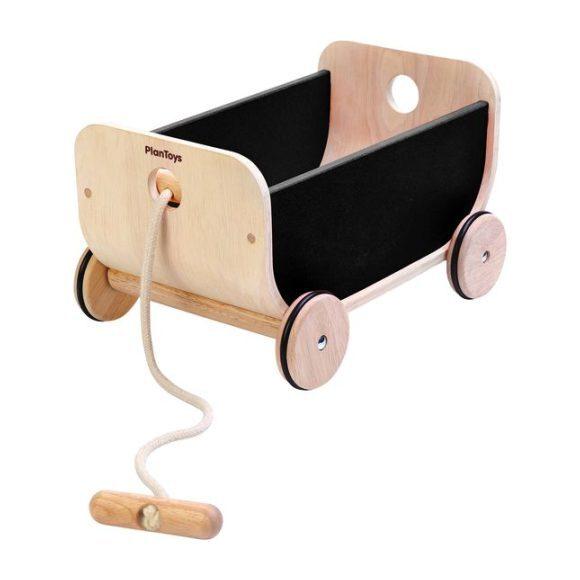 PlanToys - Black Wooden Wagon-Pretend Play-Posh Baby