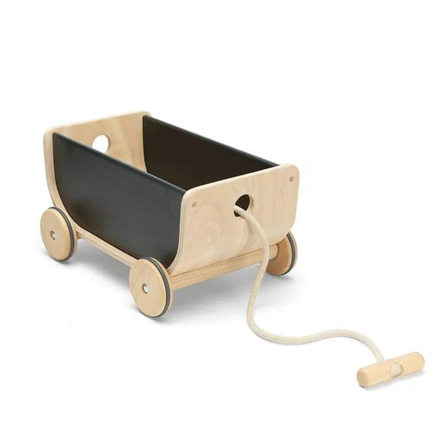 PlanToys - Black Wooden Wagon-Pretend Play-Posh Baby