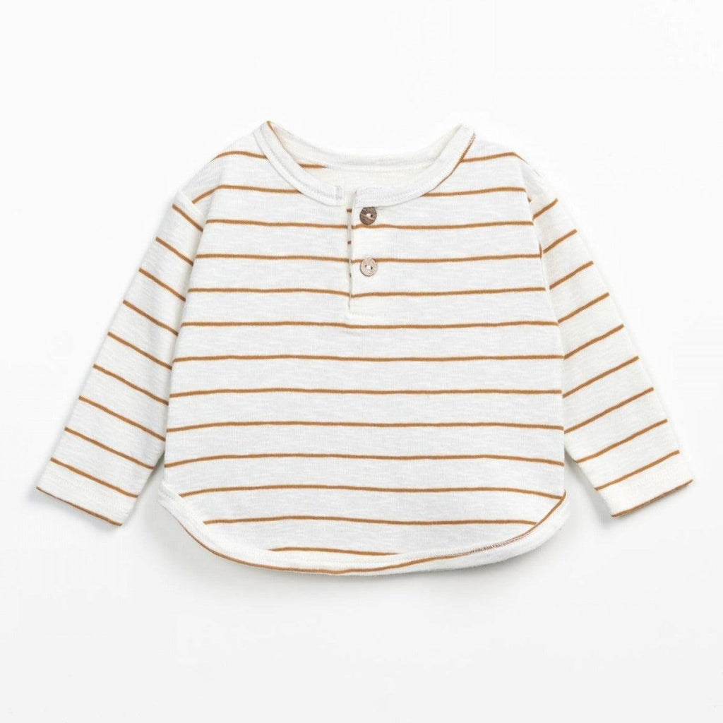 Play Up - Organic Ribbed Sweater - Caramel Stripe-Long Sleeves-Newborn-Posh Baby