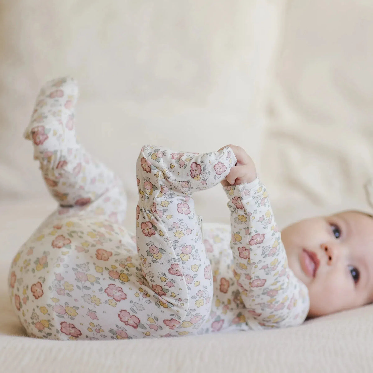 Quincy Mae - Bamboo Zip Footie - Bloom only $39.00 and TAX FREE at