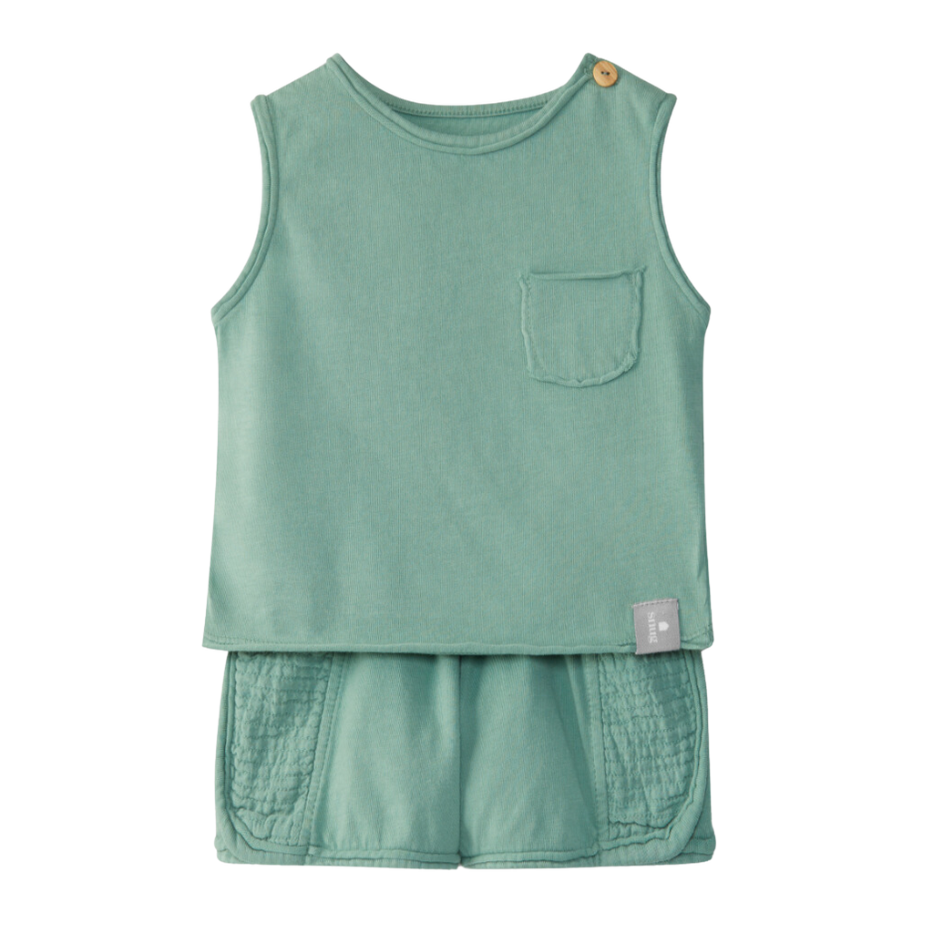 Snug (Portugal) - Tank Top + Shorts Set - Sea Green-Sets-0-3M-Posh Baby