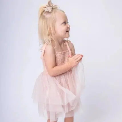 Yo Baby - Tulle Ruffle Romper - Light Pink-Footies + Rompers (Fashion)-3-6M-Posh Baby