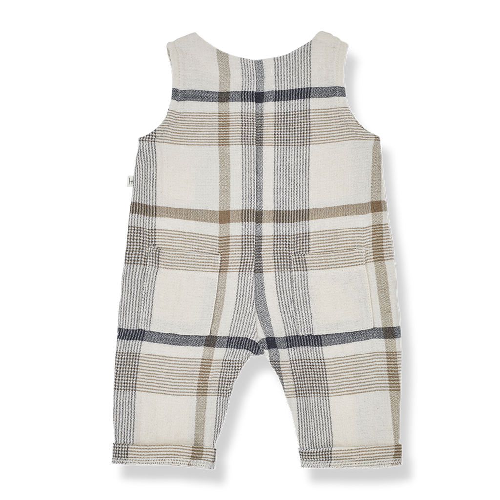 1+ In The Family - Button-Up Romper - Natural Plaid-Footies + Rompers (Fashion)-0-3M-Posh Baby