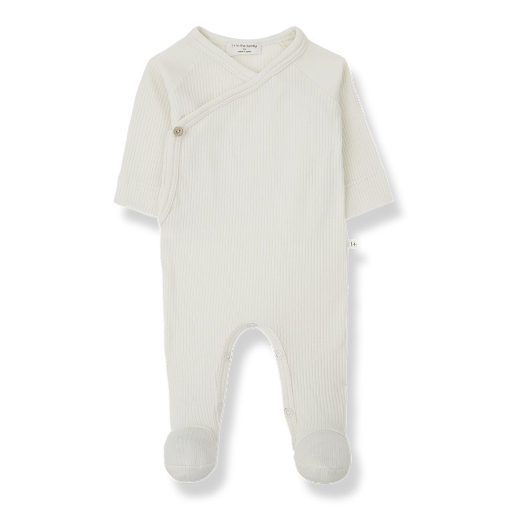 1+ In The Family - Kimono Footie - Ivory-Footies + Rompers (Basic)-Newborn-Posh Baby