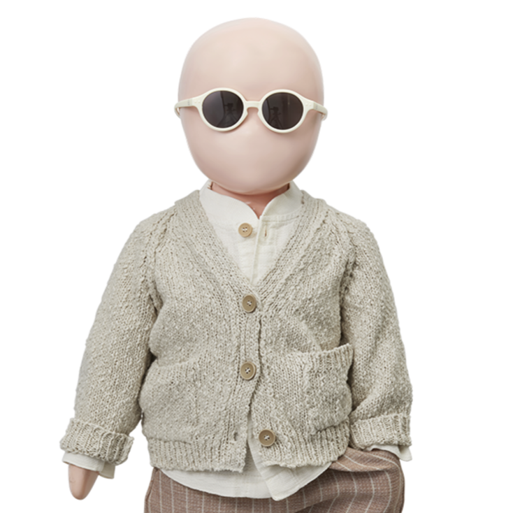 1+ In The Family - Knit Cotton + Linen Cardigan - Natural-Sweaters + Cardigans + Jackets-0-3M-Posh Baby
