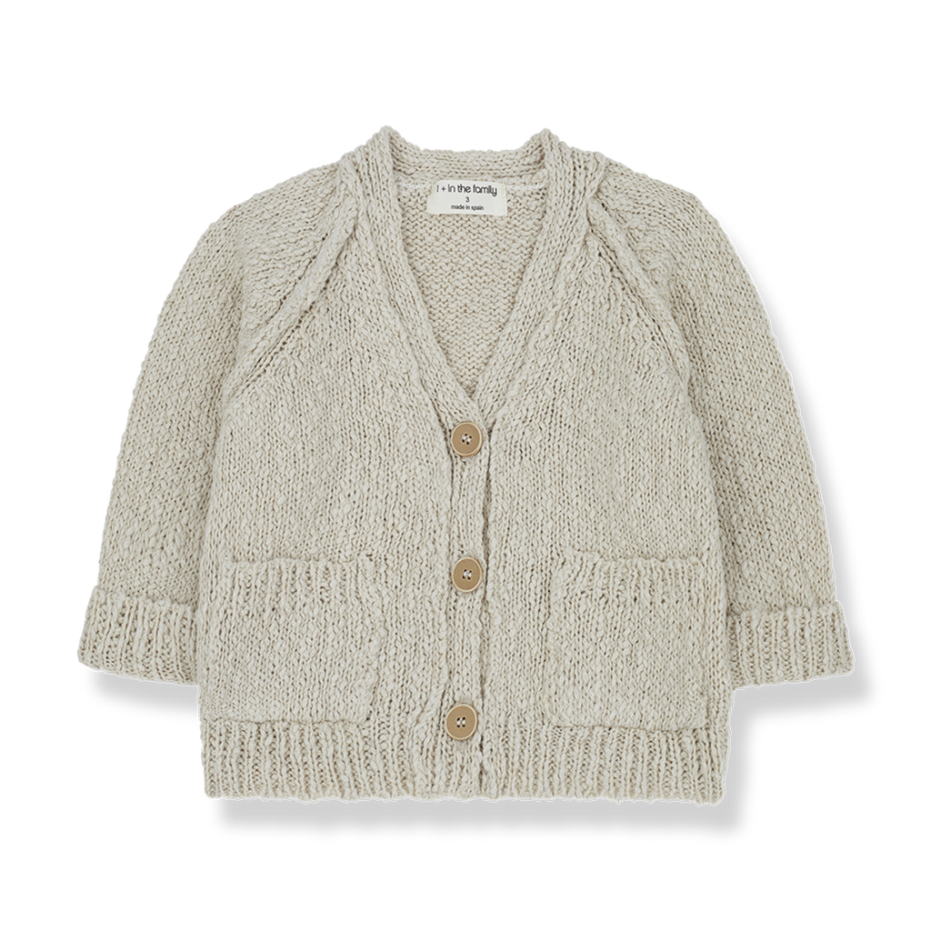 1+ In The Family - Knit Cotton + Linen Cardigan - Natural-Sweaters + Cardigans + Jackets-0-3M-Posh Baby