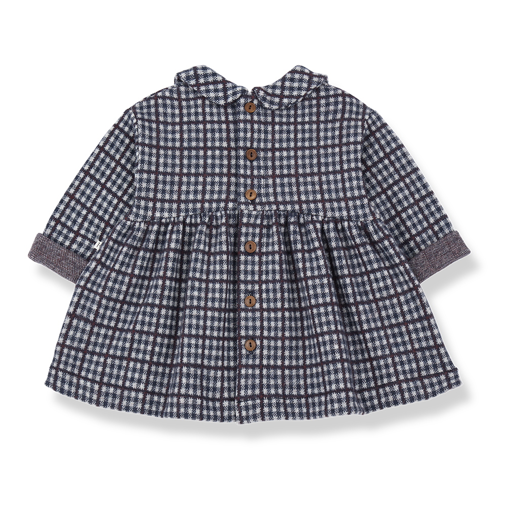 1+ In The Family - Peter Pan Collar Dress - Navy Plaid-Dresses-0-3M (3M)-Posh Baby