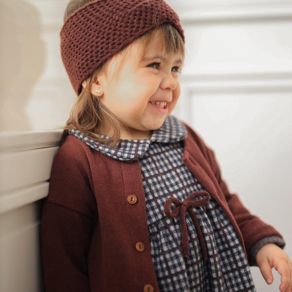 1+ In The Family - Peter Pan Collar Dress - Navy Plaid-Dresses-0-3M (3M)-Posh Baby