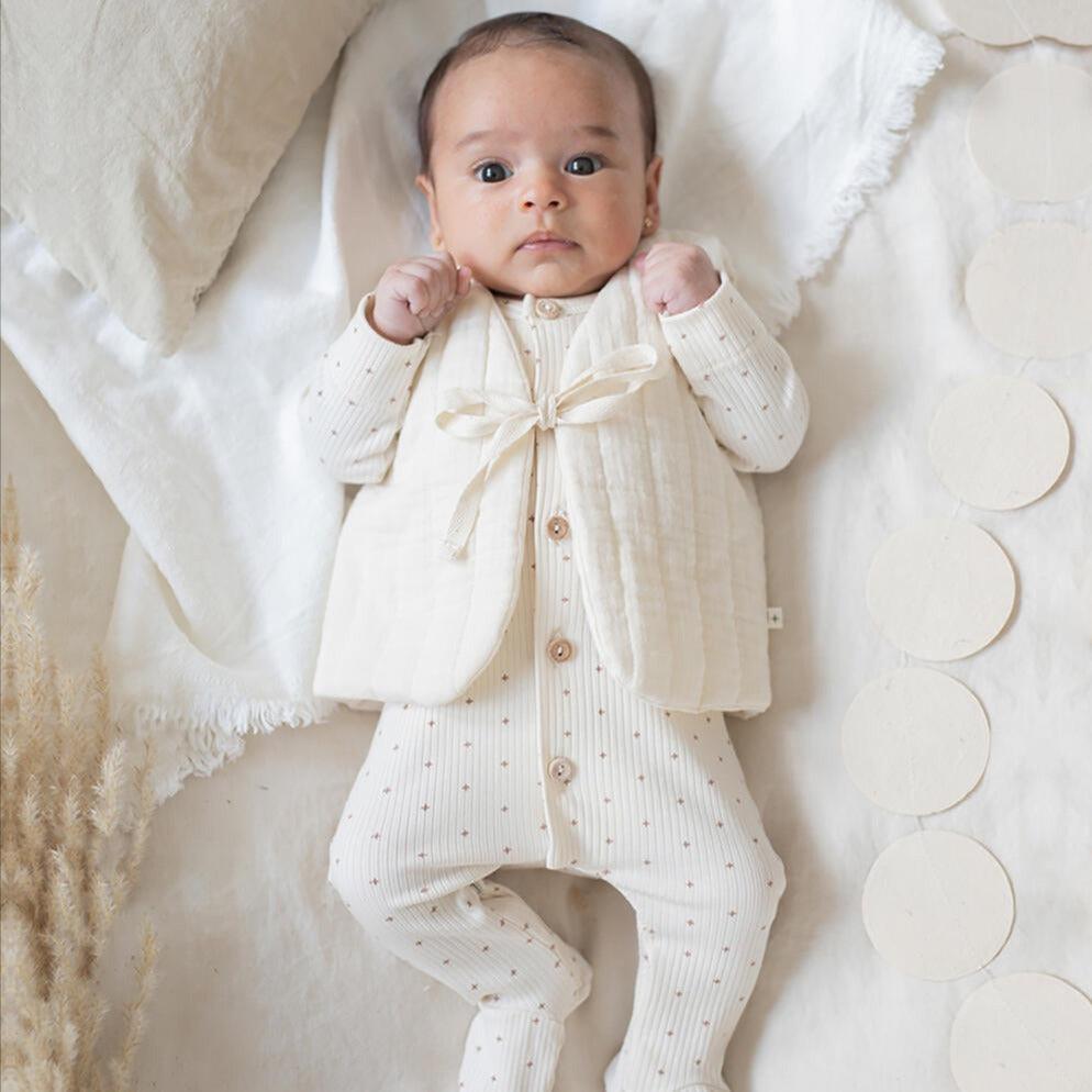 1+ In The Family - Quilted Vest - Ivory-Sweaters + Cardigans + Jackets-Newborn-Posh Baby