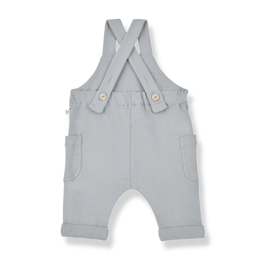 1+ In The Family - Shortie Overalls - Smoky Blue-Footies + Rompers (Fashion)-Newborn-Posh Baby