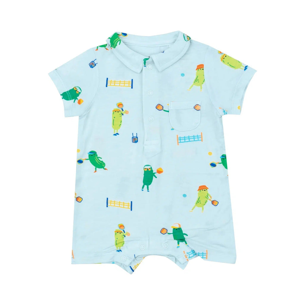 Angel Dear - Bamboo Polo Shortie Romper - Pickleball-Footies + Rompers (Fashion)-0-3M-Posh Baby
